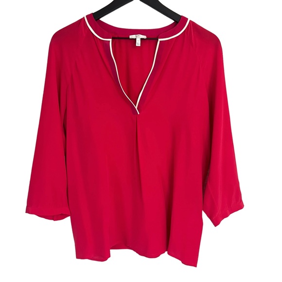 Joie Small Pink Silk V- Neck 3/4 Sleeve Blouse - Picture 1 of 8